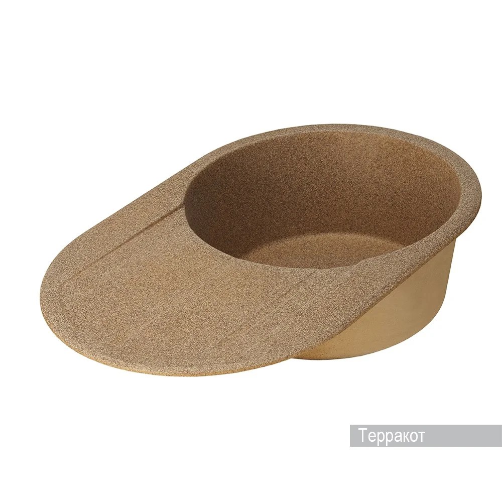 Кухонная мойка Aquaton Амира 1A712932AI270 из литого мрамора, круглая, с крылом терракотовая Кухонная мойка Aquaton Амира 1A712932AI270 из литого мрамора, круглая, с крылом терракотовая