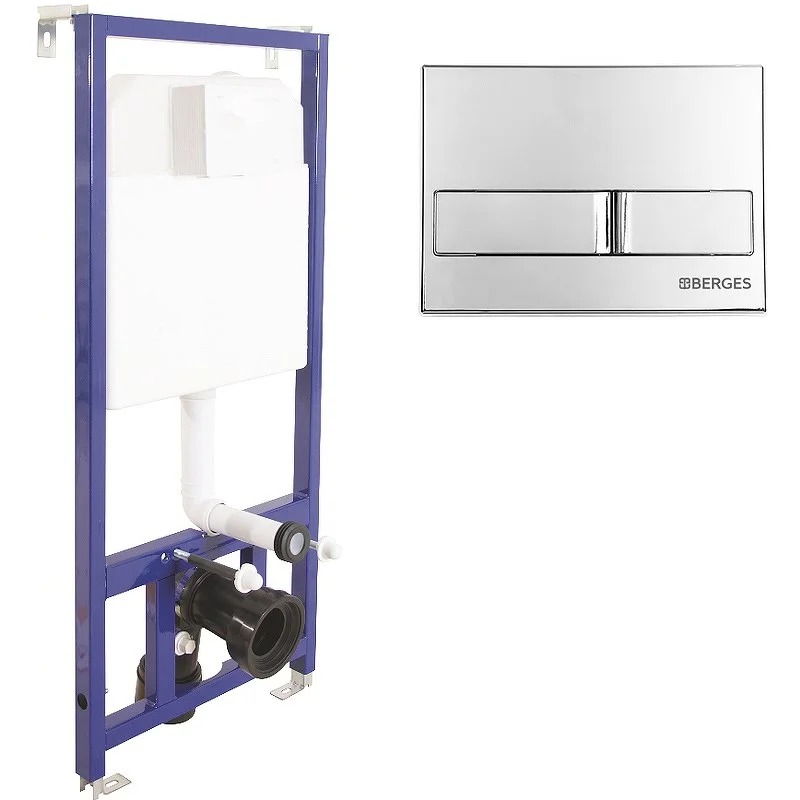 Инсталляция для унитаза BERGES NOVUM L3 с кнопкой смыва, хром глянец 040213 Инсталляция для унитаза BERGES NOVUM L3 с кнопкой смыва, хром глянец 040213