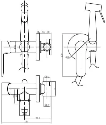 Гигиенический душ Aquanet Passion AF300-52B Гигиенический душ Aquanet Passion AF300-52B