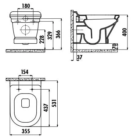 Унитаз подвесной Creavit Antik AN320-11CM00E-0000 Унитаз подвесной Creavit Antik AN320-11CM00E-0000