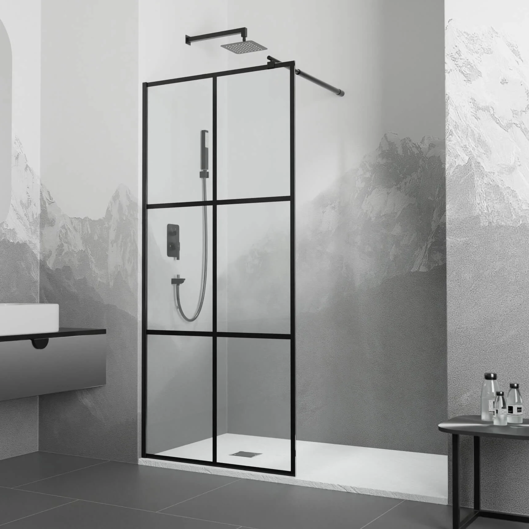 Душевая перегородка RGW Walk In WA-111B 1000 мм 411011110-84 черный, Easy Clean Душевая перегородка RGW Walk In WA-111B 1000 мм 411011110-84 черный, Easy Clean