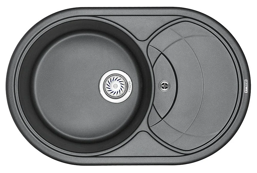 Кухонная мойка Granula 7801, ШВАРЦ (чёрный металлик) кухонная мойка, кварц 775х495