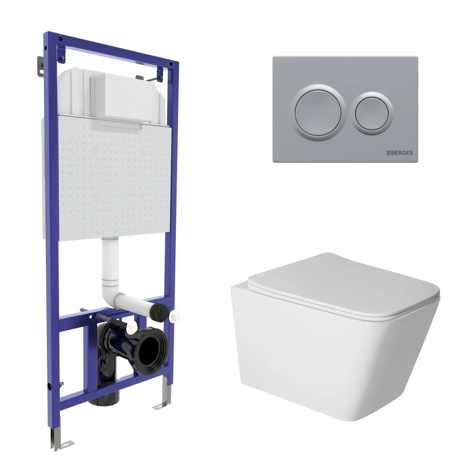 Комплект инсталляции BERGES NOVUM с клавишей смыва O2 матовый хром, унитазом SIGMA Rimless 52 см и сиденьем микролифт, быстросъём 043402 Комплект инсталляции BERGES NOVUM с клавишей смыва O2 матовый хром, унитазом SIGMA Rimless 52 см и сиденьем микролифт, быстросъём 043402