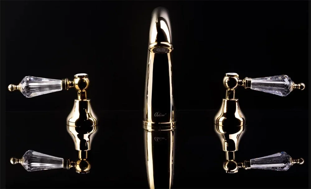 Смеситель для раковины Boheme SWAROVSKI 297-BSW на 3 отверстия, ручки черные Смеситель для раковины Boheme SWAROVSKI 297-BSW на 3 отверстия, ручки черные