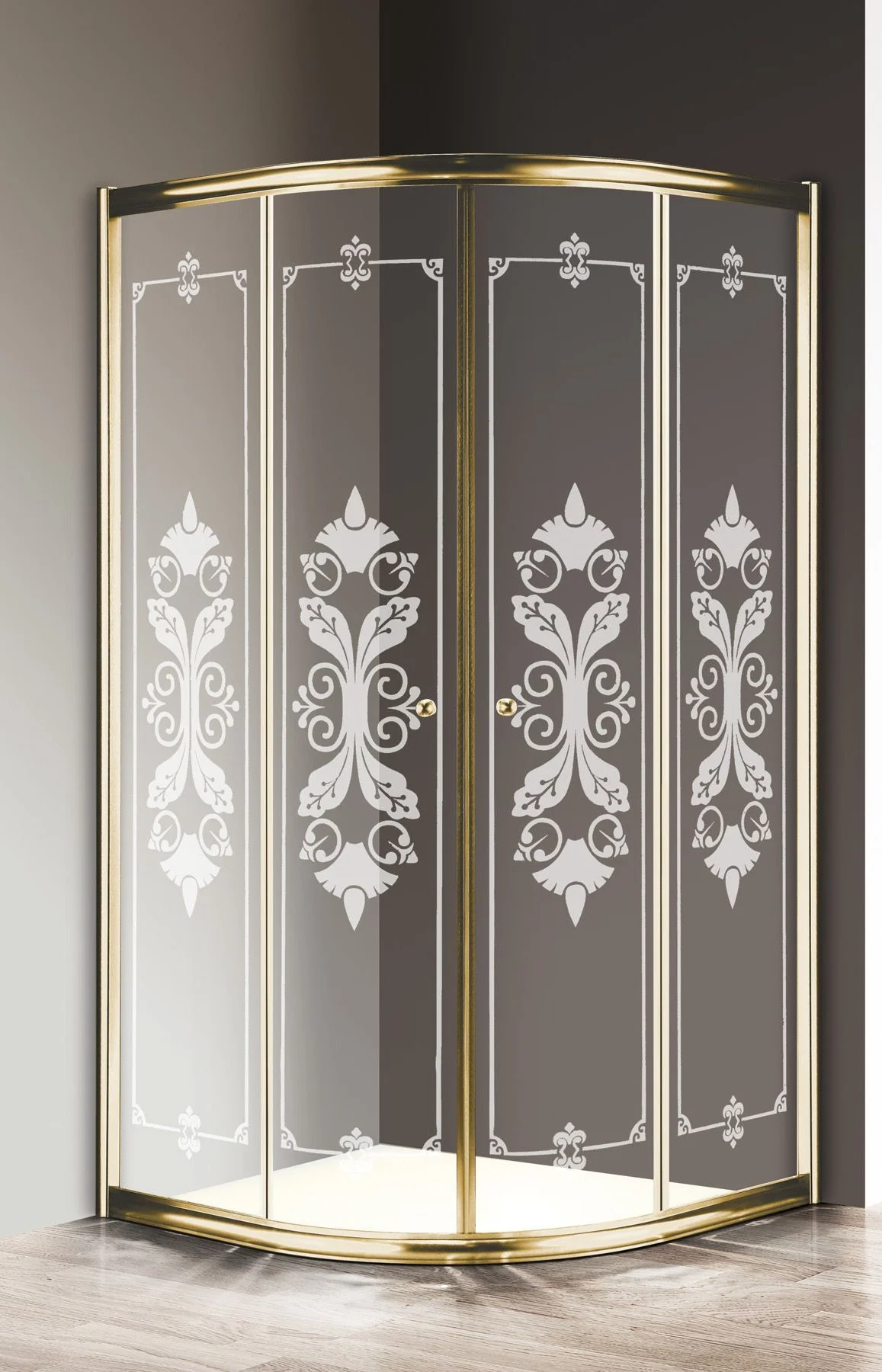Душевой уголок CEZARES GIUBILEO-R-2-90-SCORREVOLE-CP-G 90x90см стекло с узором, профиль золото Душевой уголок CEZARES GIUBILEO-R-2-90-SCORREVOLE-CP-G 90x90см стекло с узором, профиль золото