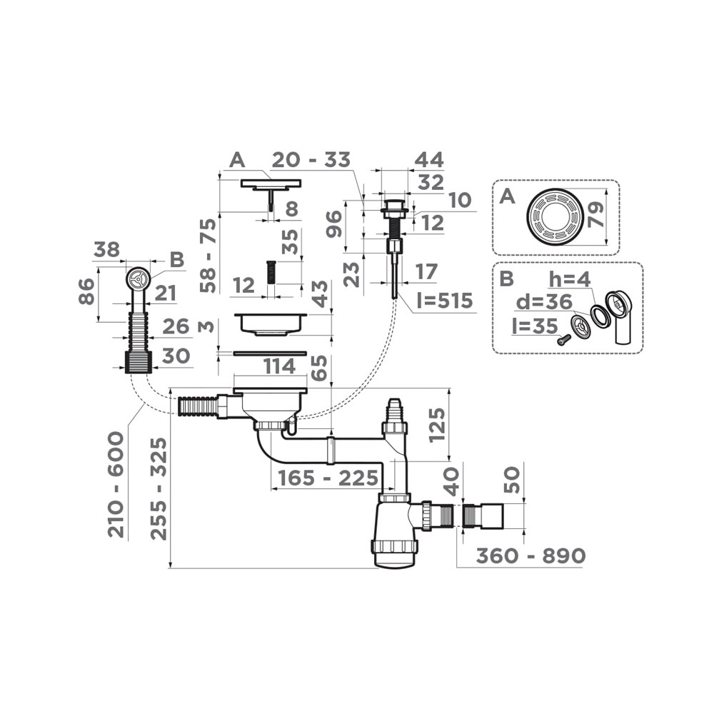 Детальная картинка товара «сифон для кухни omoikiri wk-1-r-a-in 4956164»