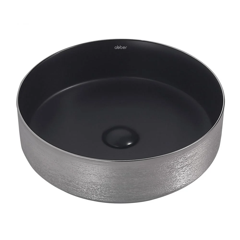 Раковина ABBER Bequem AC2109BS накладная, черный матовый с серебром Раковина ABBER Bequem AC2109BS накладная, черный матовый с серебром