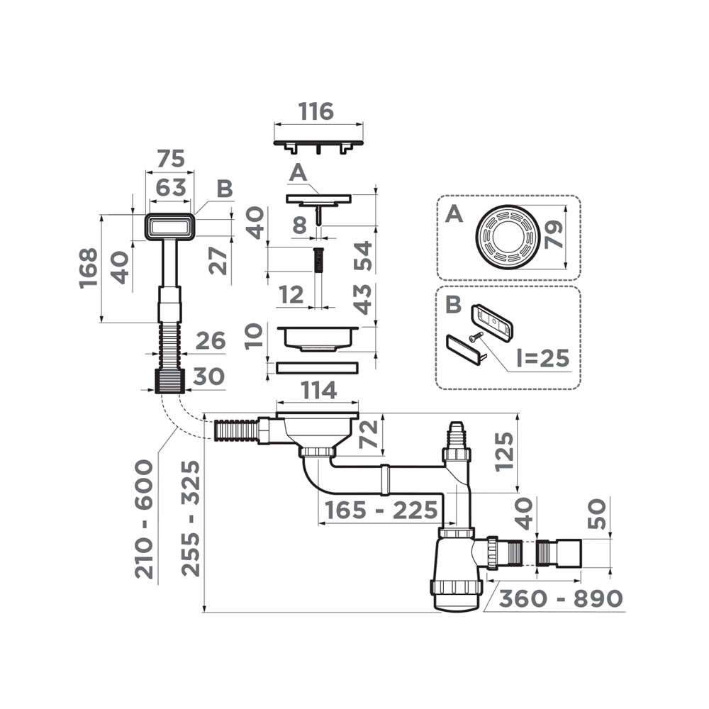 Детальная картинка товара «сифон для кухни omoikiri wk-1c-lg 4956473»