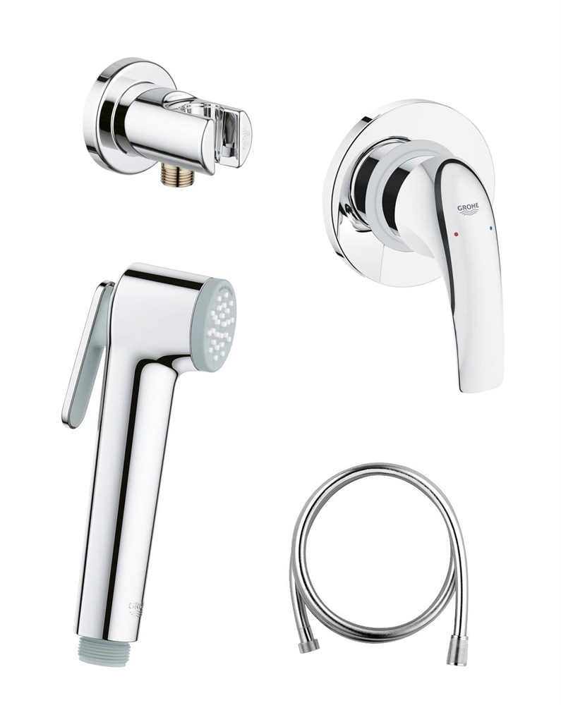Гигиенический душ GROHE BauCurve: встраиваемый смеситель, гигиенический душ со шлангом и держателем  124899 Гигиенический душ GROHE BauCurve: встраиваемый смеситель, гигиенический душ со шлангом и держателем  124899