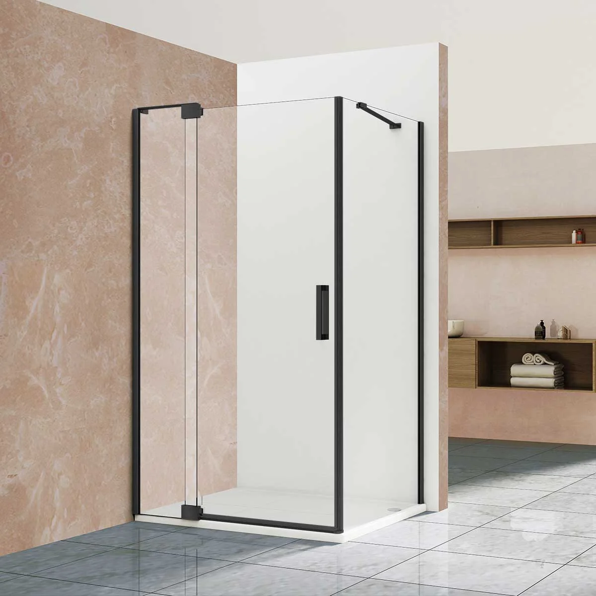 Душевой уголок Vincea Extra VSR-1E809080CLB, 800/900x800, черный, стекло прозрачное Душевой уголок Vincea Extra VSR-1E809080CLB, 800/900x800, черный, стекло прозрачное