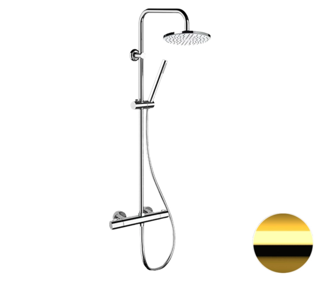 Душевая система Remer Elegance EQ32X7MMM30DO термостатическая, золото глянцевое Душевая система Remer Elegance EQ32X7MMM30DO термостатическая, золото глянцевое