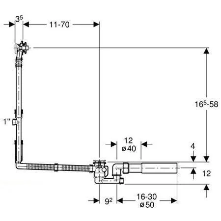 Слив-перелив Geberit 150.525.21.1 для ванны удлиненный Слив-перелив Geberit 150.525.21.1 для ванны удлиненный