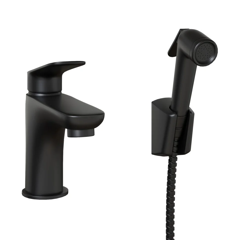 Смеситель для раковины Paini Laguna LAYO205/574 с гигиеническим душем, черный Смеситель для раковины Paini Laguna LAYO205/574 с гигиеническим душем, черный