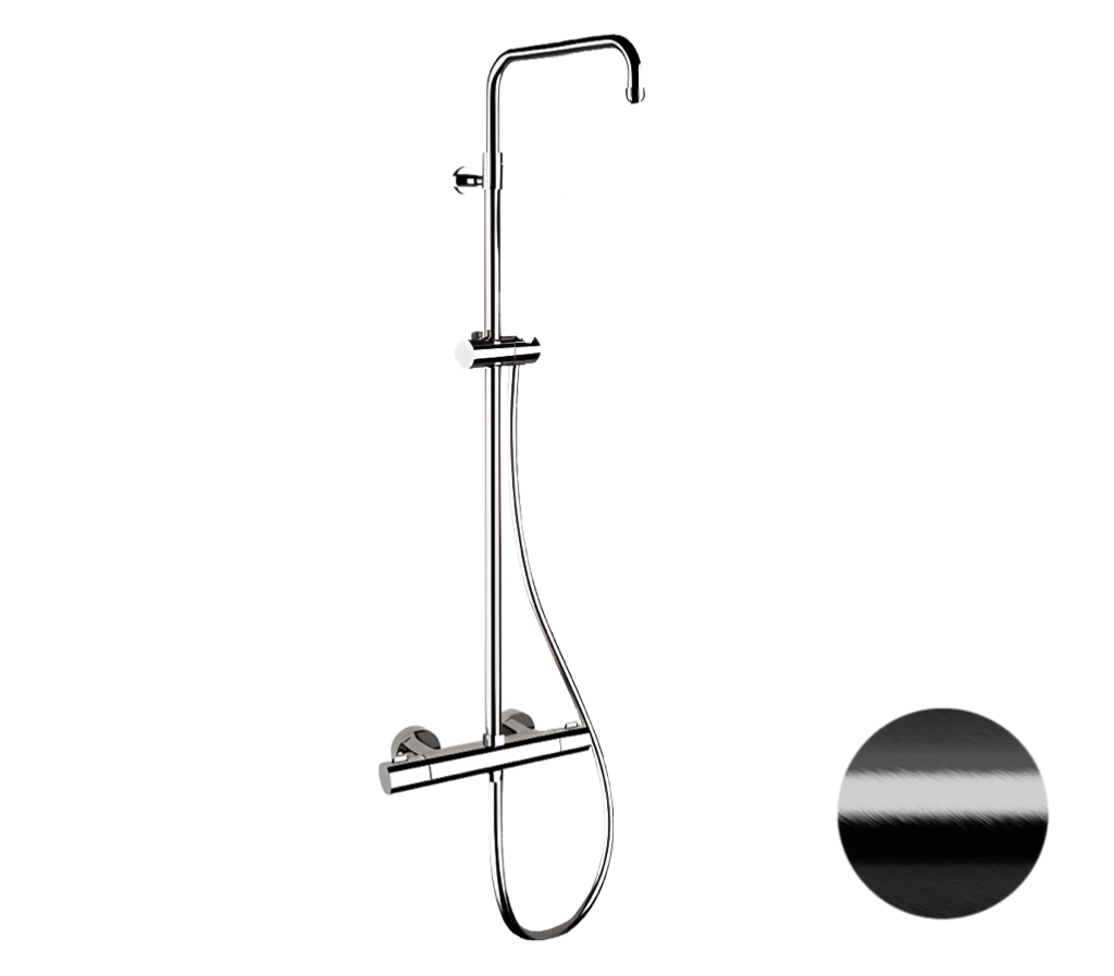 Душевая система Remer Elegance EQ32ASSDCFP термостатическая, черный брашированный хром Душевая система Remer Elegance EQ32ASSDCFP термостатическая, черный брашированный хром