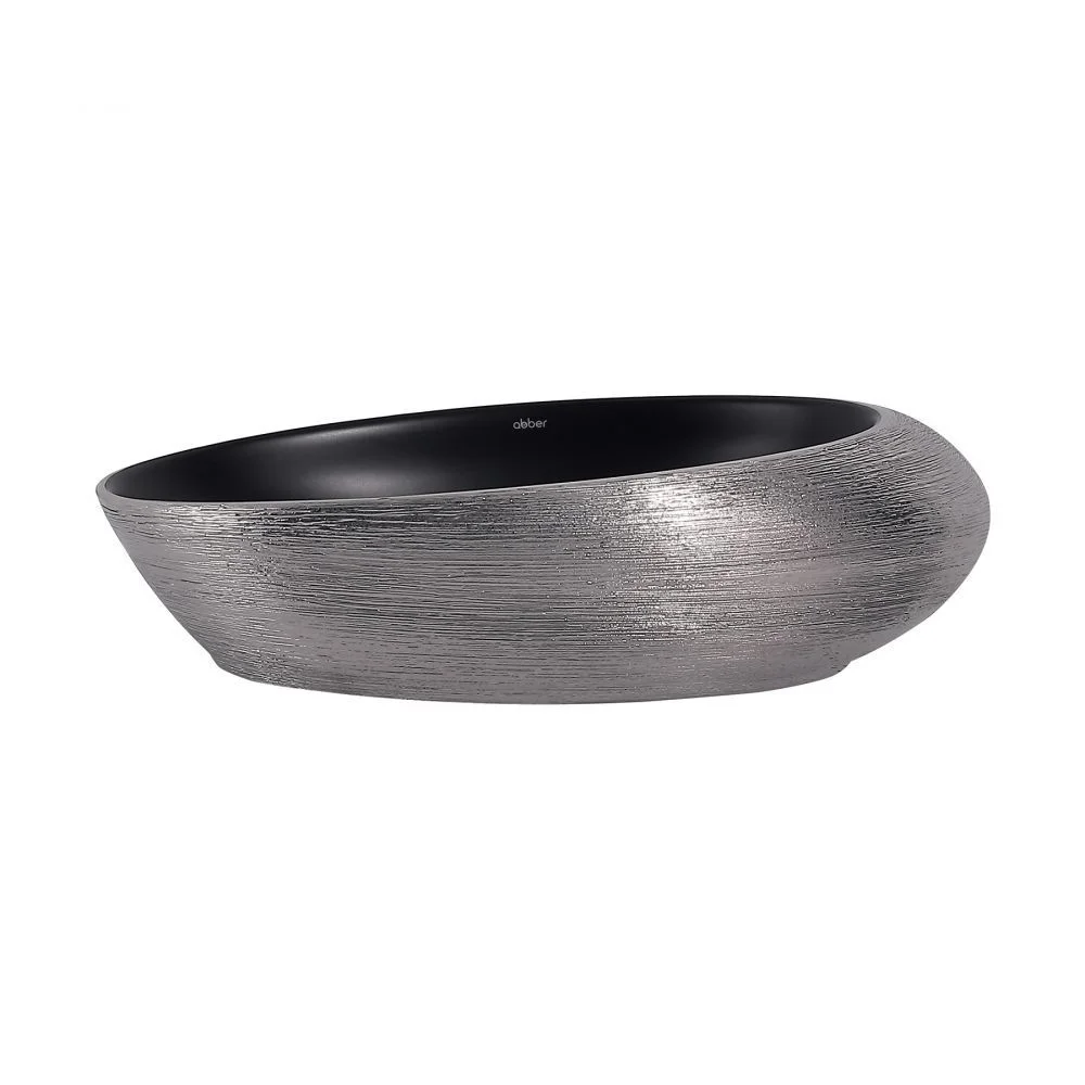 Раковина ABBER Bequem AC2107BS накладная, черная матовая с серебром Раковина ABBER Bequem AC2107BS накладная, черная матовая с серебром