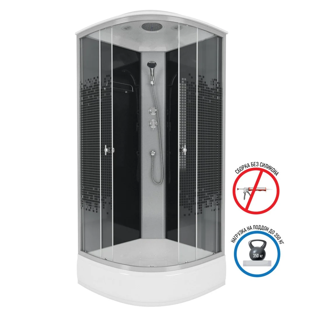 Душевая кабина Niagara NG-3504-14BLACK (900х900х2150) средний поддон (26см) стекло мозаика 3504 Душевая кабина Niagara NG-3504-14BLACK (900х900х2150) средний поддон (26см) стекло мозаика 3504