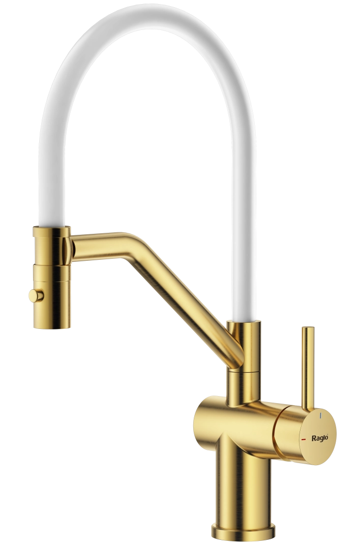 Смеситель для кухни Raglo R86.41.03 с гибким изливом, золотой сатин Смеситель для кухни Raglo R86.41.03 с гибким изливом, золотой сатин