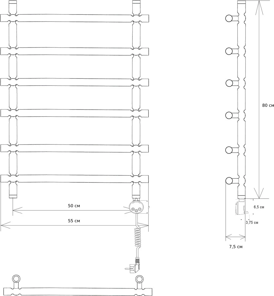 Полотенцесушитель электрический EWRIKA Медея B3 80х50 R, золото 473289 Полотенцесушитель электрический EWRIKA Медея B3 80х50 R, золото 473289