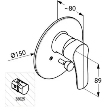 Смеситель для ванны Kludi Tercio New 384190575 скрытого монтажа Смеситель для ванны Kludi Tercio New 384190575 скрытого монтажа