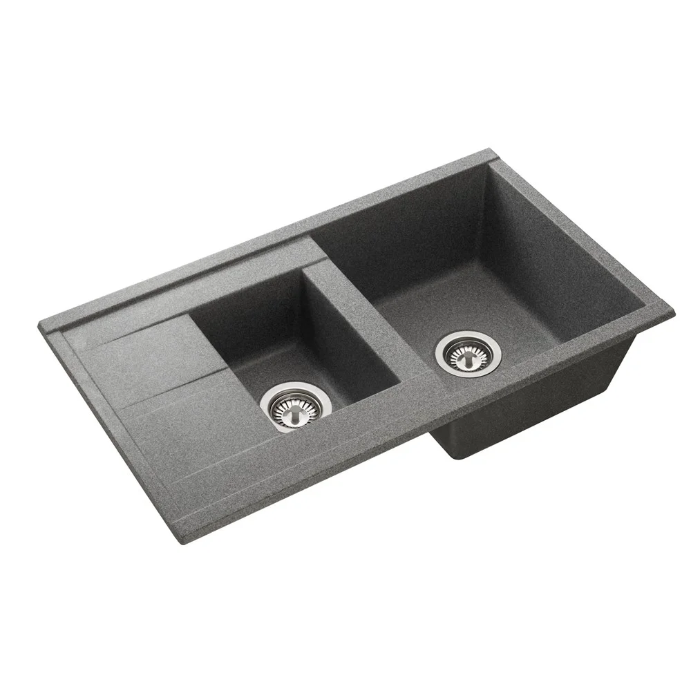 Кухонная мойка Aquaton Делия 87 1A716232DE230 из литого мрамора, серый Кухонная мойка Aquaton Делия 87 1A716232DE230 из литого мрамора, серый