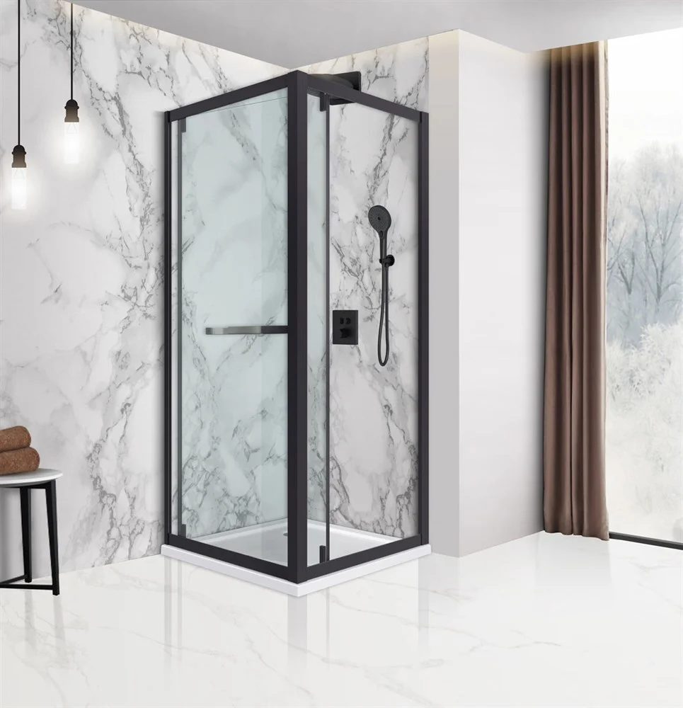 Душевой уголок Vincea Stile VSS-2ST9090CLB-L, 900x900, черный, стекло прозрачное, левый Душевой уголок Vincea Stile VSS-2ST9090CLB-L, 900x900, черный, стекло прозрачное, левый