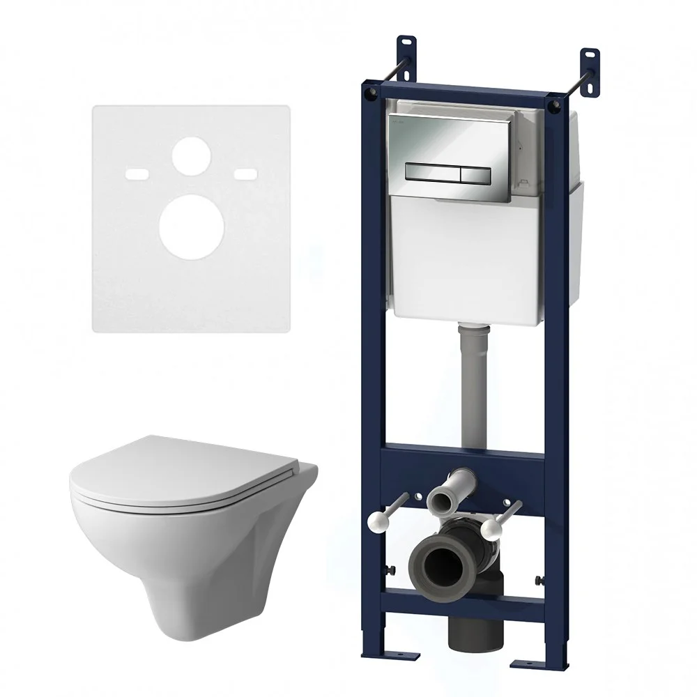 Комплект унитаза AM.PM Gem FlashClean IS30251.901700 с инсталляцией, сиденьем микролифт и клавишей смыва Комплект унитаза AM.PM Gem FlashClean IS30251.901700 с инсталляцией, сиденьем микролифт и клавишей смыва