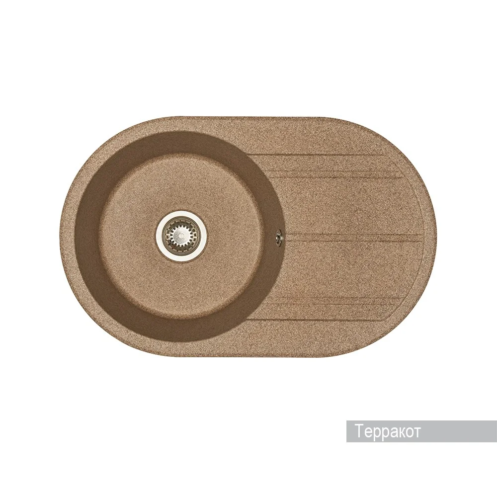 Кухонная мойка Aquaton Амира 1A712932AI270 из литого мрамора, круглая, с крылом терракотовая Кухонная мойка Aquaton Амира 1A712932AI270 из литого мрамора, круглая, с крылом терракотовая