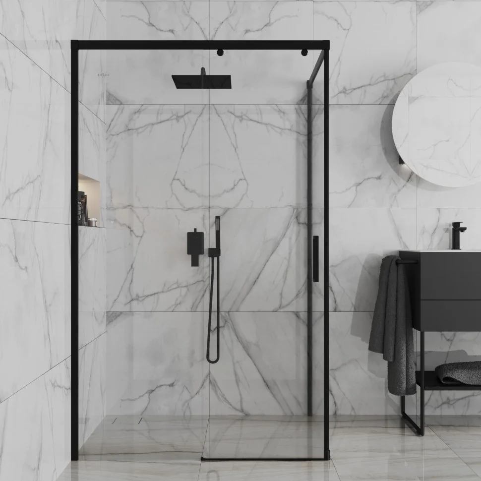 Душевой уголок Paini Dax 84YO12080 120х80 см прямоугольное, раздвижное, универсальное, черный Душевой уголок Paini Dax 84YO12080 120х80 см прямоугольное, раздвижное, универсальное, черный