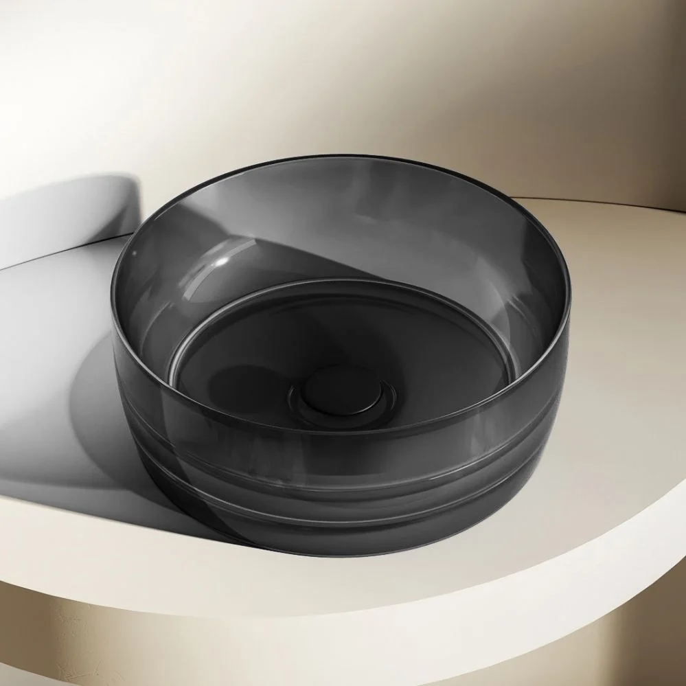 Раковина ABBER Kristall AT2804Onyx прозрачная, накладная, черная Раковина ABBER Kristall AT2804Onyx прозрачная, накладная, черная