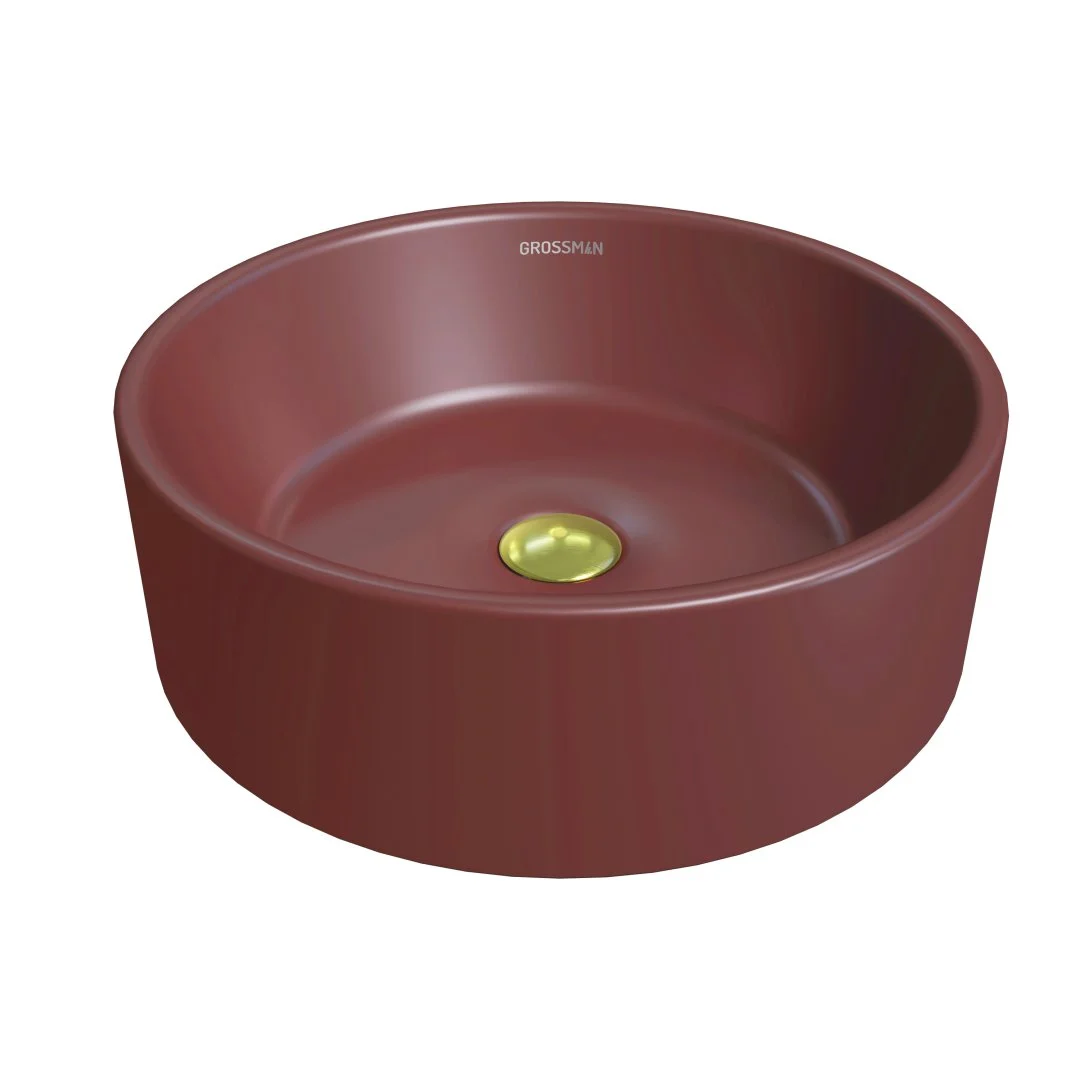 Раковина GROSSMAN Color GR-3013VIM (410x410x150) бордовая матовая Раковина GROSSMAN Color GR-3013VIM (410x410x150) бордовая матовая