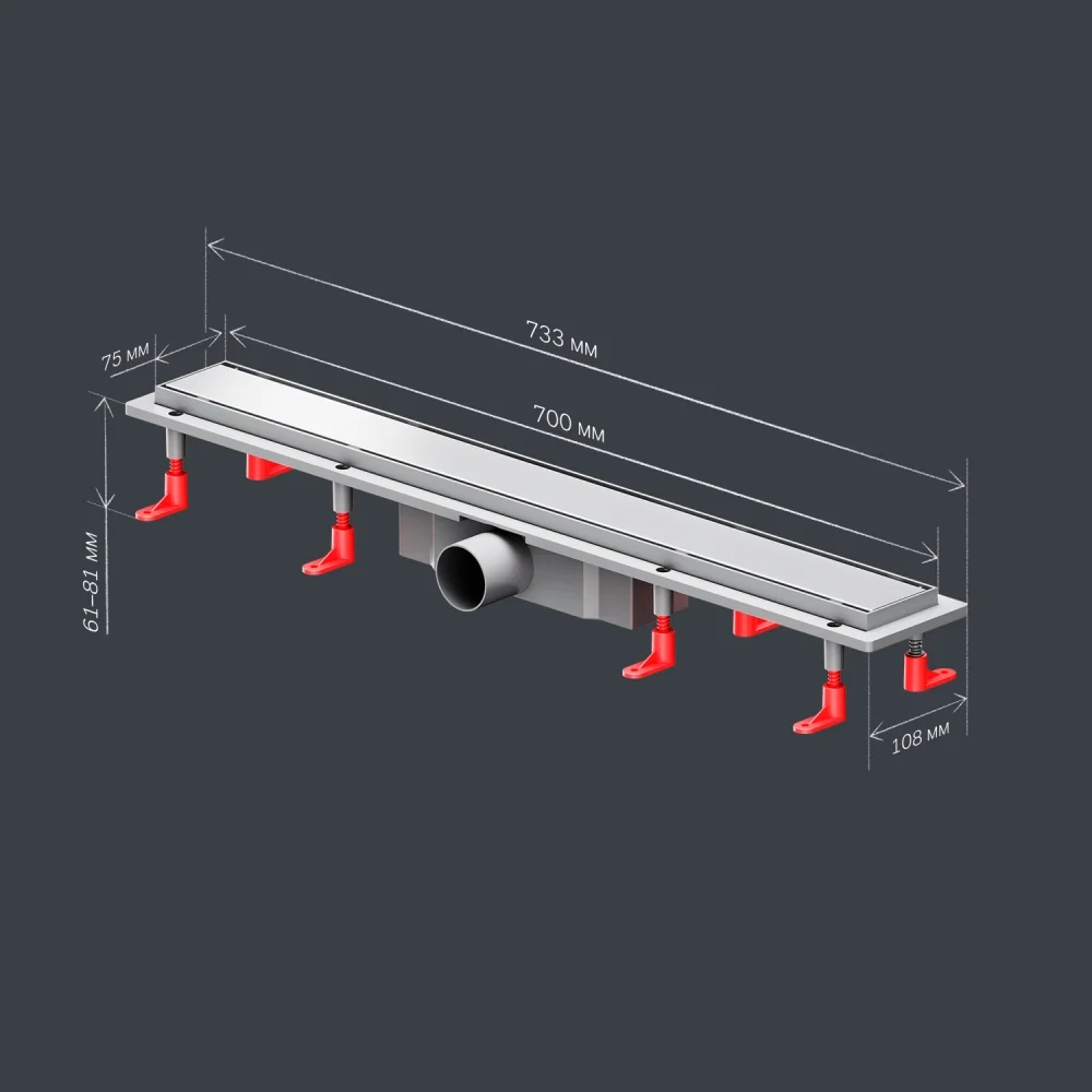 Душевой лоток AM.PM PrimeFlow W02SC-U11-070-04SB универсальный затвор Tile 70см сталь матовая — Изображение 9