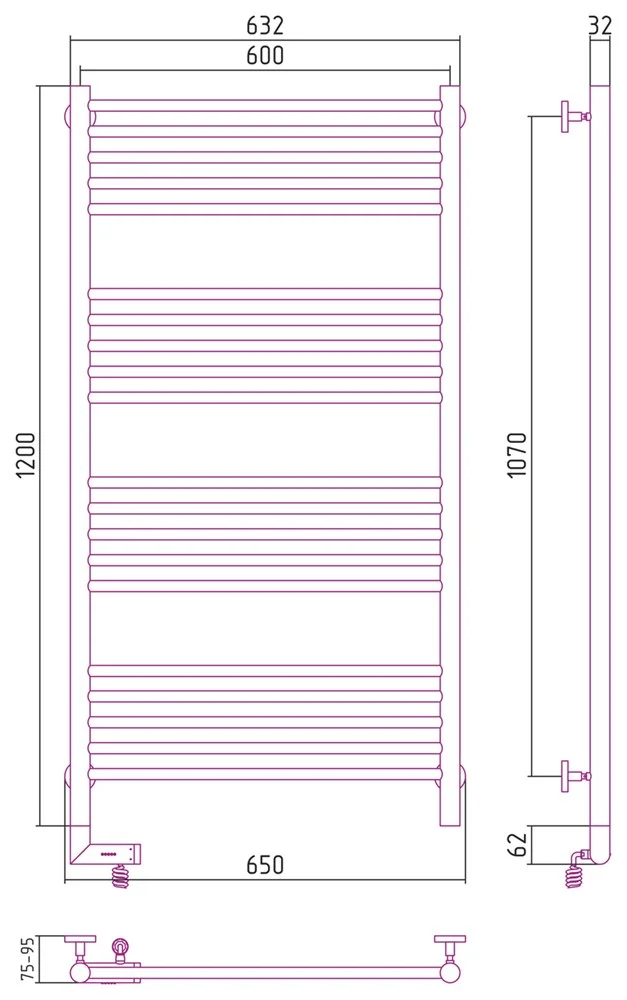 Полотенцесушитель электрический Сунержа Богема 2.0 прямая 1200х600 МЭМ левый 071-5204-1260 Сатин Полотенцесушитель электрический Сунержа Богема 2.0 прямая 1200х600 МЭМ левый 071-5204-1260 Сатин