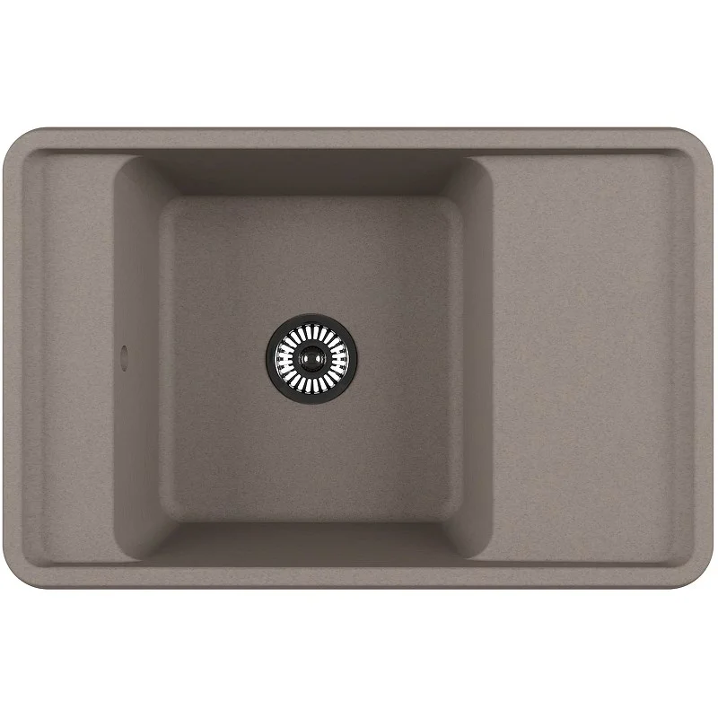 Кухонная мойка Aquaton Беллис 78 1A725032BS250 из литого мрамора, серый шелк Кухонная мойка Aquaton Беллис 78 1A725032BS250 из литого мрамора, серый шелк