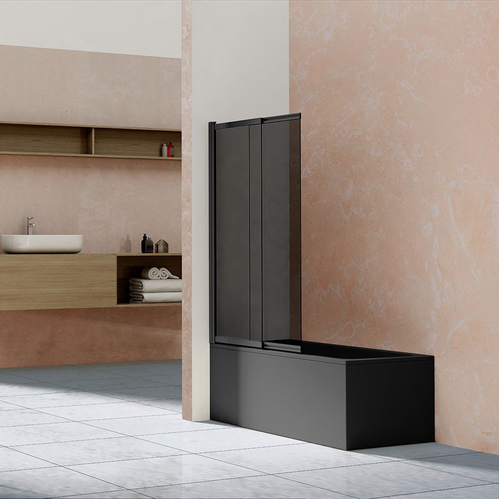 Детальная картинка товара «шторка на ванну vincea vsb-1e100cgb, 1000x1450, матовый черный, стекло тонированное»