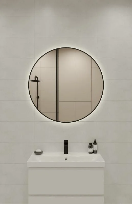 Зеркало Cersanit ECLIPSE (A64148) 90x90 с подсветкой круглое в черной рамке 64148 Зеркало Cersanit ECLIPSE (A64148) 90x90 с подсветкой круглое в черной рамке 64148