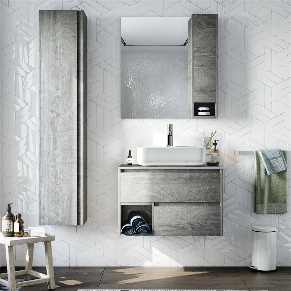 Комплект мебели STWORKI Карлстад 75 дуб рошелье, монте тиберио, в стиле лофт, под дерево, серая, под 425254 Комплект мебели STWORKI Карлстад 75 дуб рошелье, монте тиберио, в стиле лофт, под дерево, серая, под 425254