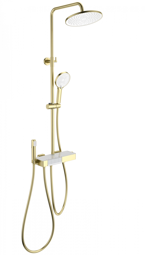 Душевая система Wonzon & Woghand с термостатом, брашированное золото (WW-B3580-BG) Душевая система Wonzon & Woghand с термостатом, брашированное золото (WW-B3580-BG)