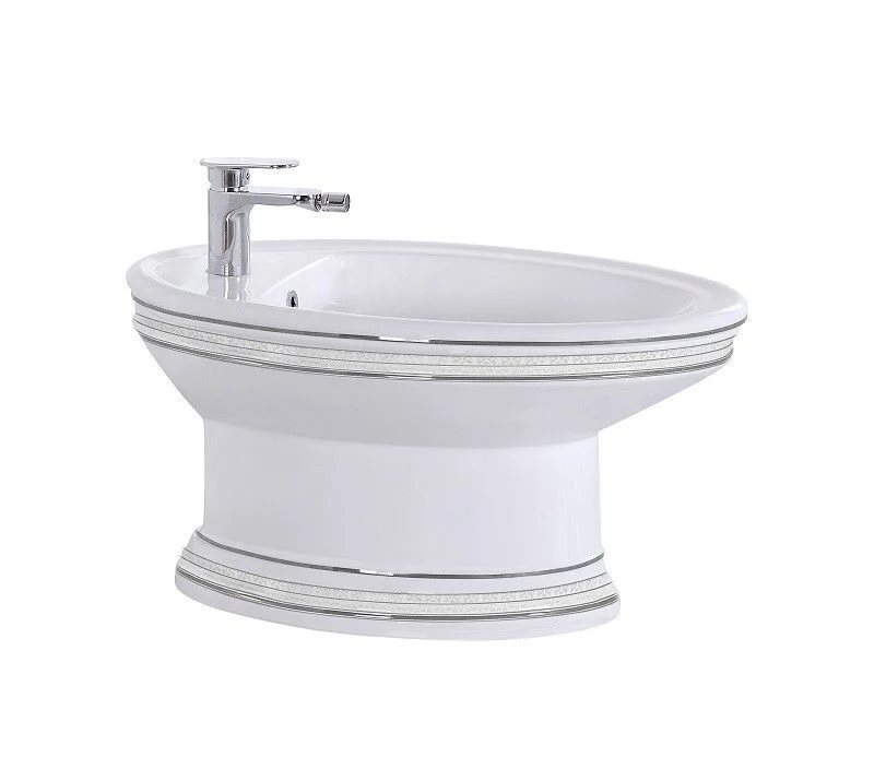 Биде напольное CeramaLux 1410 белый/хром Биде напольное CeramaLux 1410 белый/хром