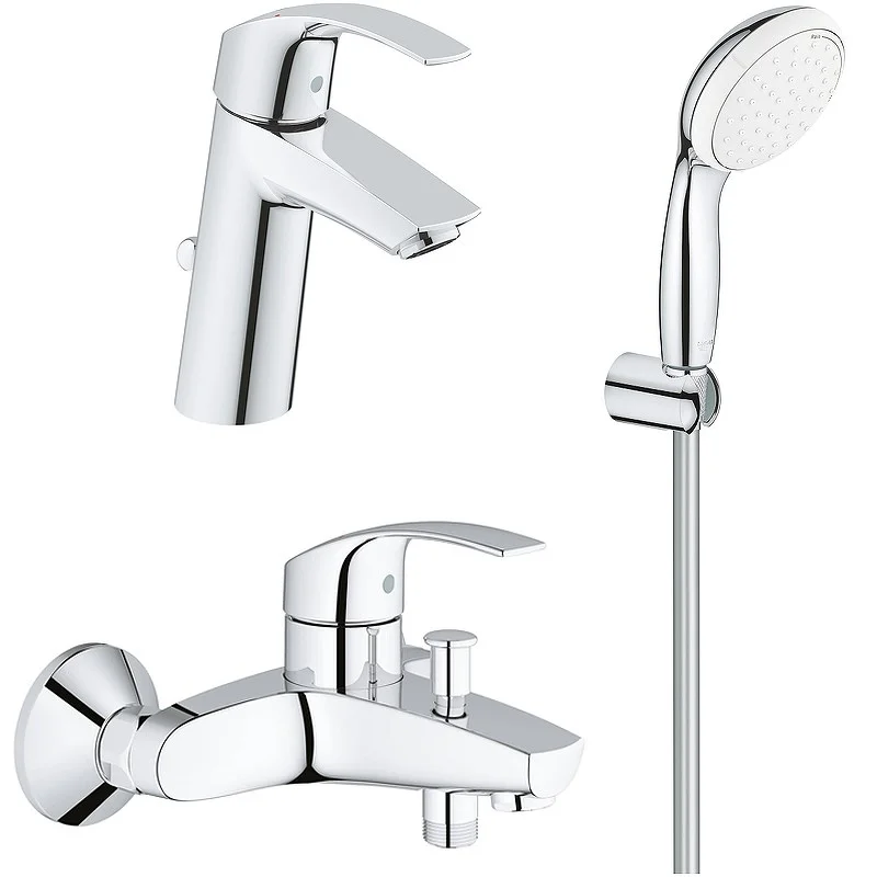 Комплект смесителей GROHE Eurosmart 124470 хром Комплект смесителей GROHE Eurosmart 124470 хром