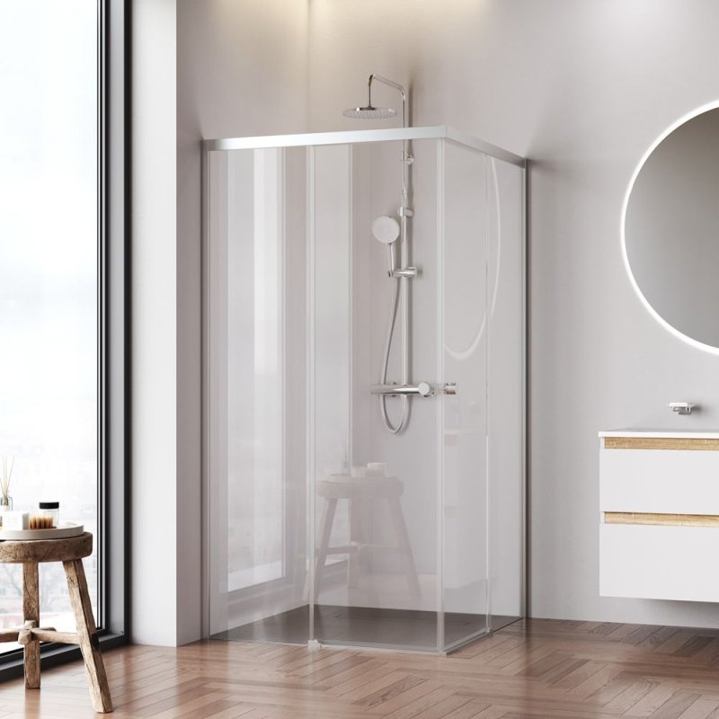 Детальная картинка товара «душевой уголок am.pm x-joy w94g-403-100100-mт1к 100x100 хром матовый, стекло прозрачное»