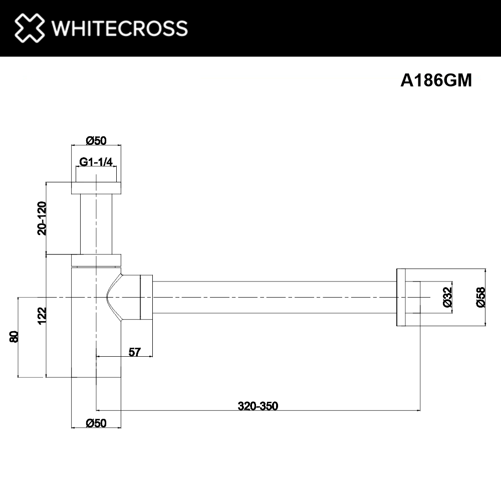 Детальная картинка товара «сифон для раковины whitecross a186gm оружейная сталь»
