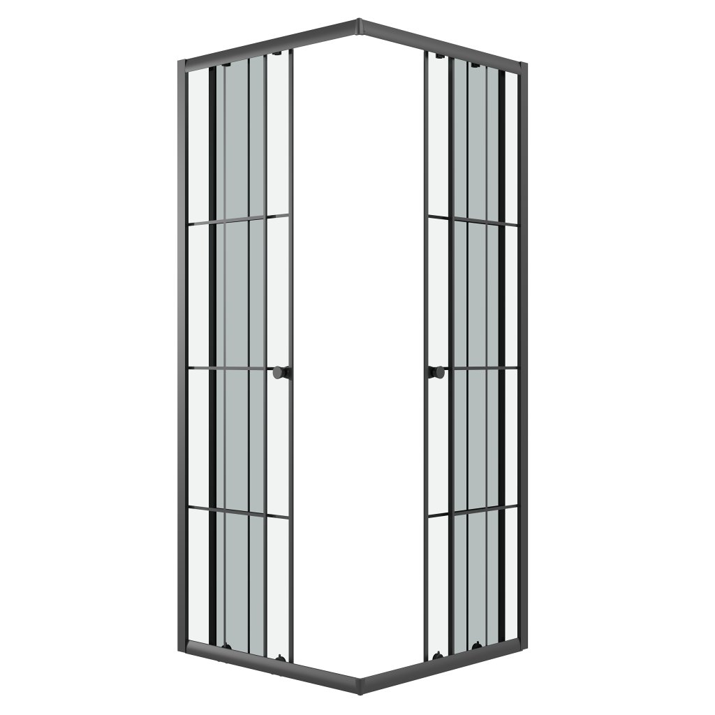 Детальная картинка товара «душевой уголок niagara eco ng-1010-14qkl (100x100x190) квадратная, раздвиж, профиль черный, стекло клетка (4мм)»