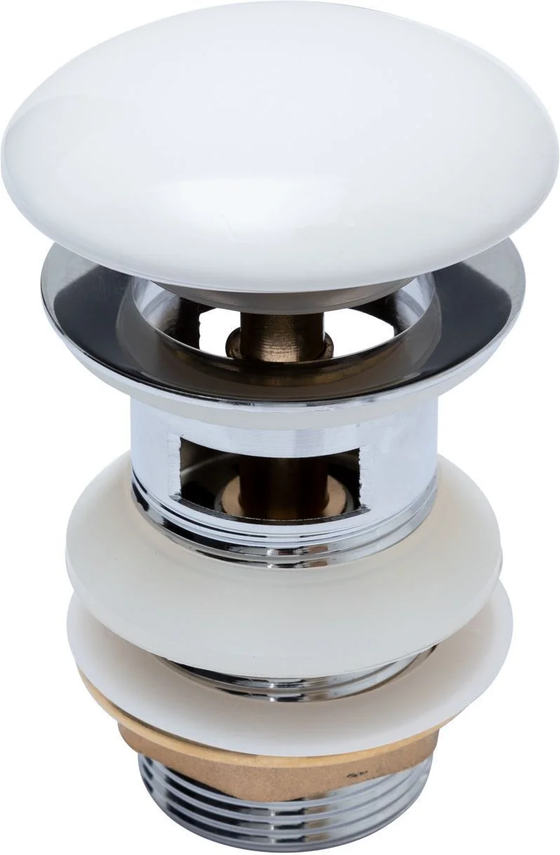 Донный клапан Aquanet белый, с переливом 00333927 Донный клапан Aquanet белый, с переливом 00333927