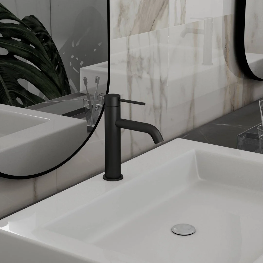 Смеситель для раковины Vincea City VBF-2C1MB однорычажный, черный матовый Смеситель для раковины Vincea City VBF-2C1MB однорычажный, черный матовый