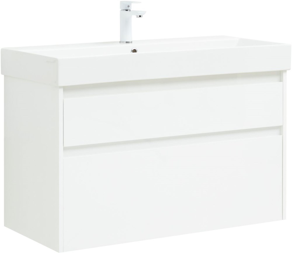 Детальная картинка товара «тумба под раковину aquanet nova lite 100 (slim synergy) белый, 2 ящика 00249940»