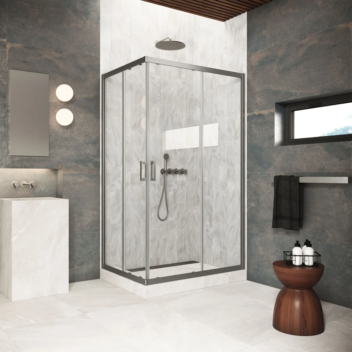 Душевой уголок Vegas-glass ZA-F Protec 110*90 11 01 1100x900 мм, профиль оружейная сталь, стекло прозрачное Душевой уголок Vegas-glass ZA-F Protec 110*90 11 01 1100x900 мм, профиль оружейная сталь, стекло прозрачное