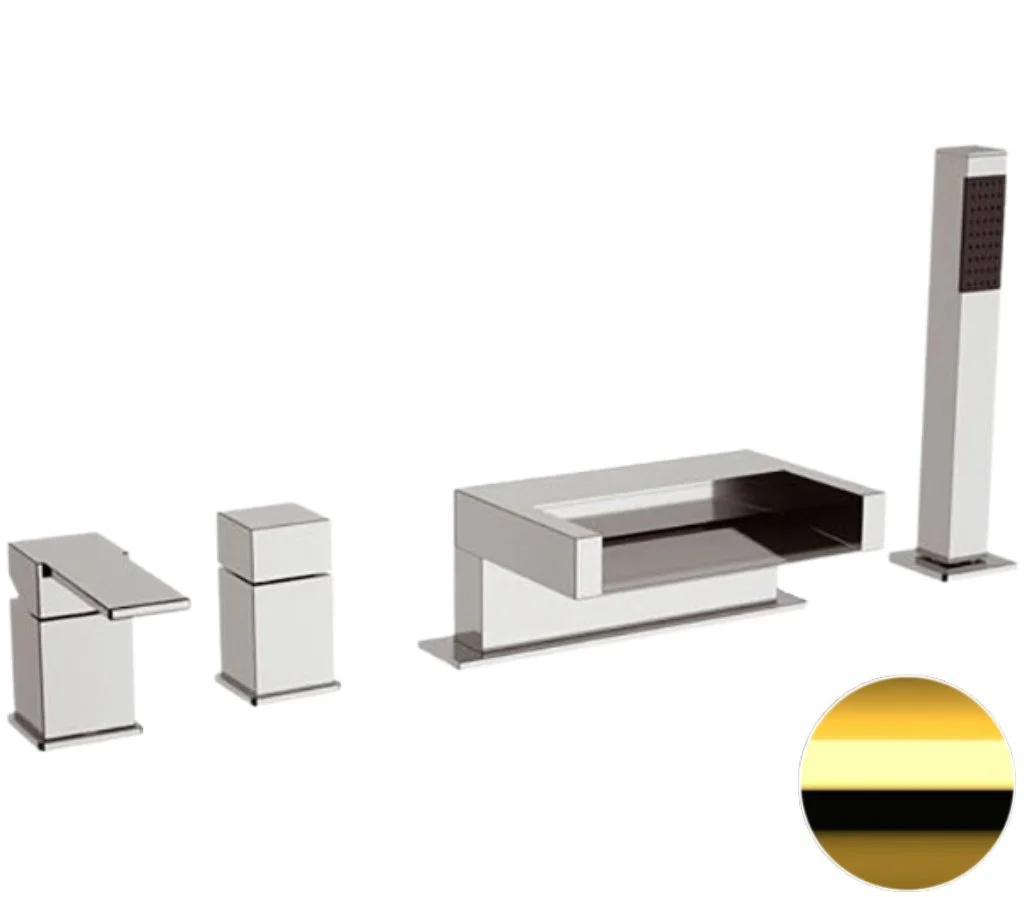 Смеситель для ванны Remer Qubika Cascata QC06DO, золото глянцевое Смеситель для ванны Remer Qubika Cascata QC06DO, золото глянцевое