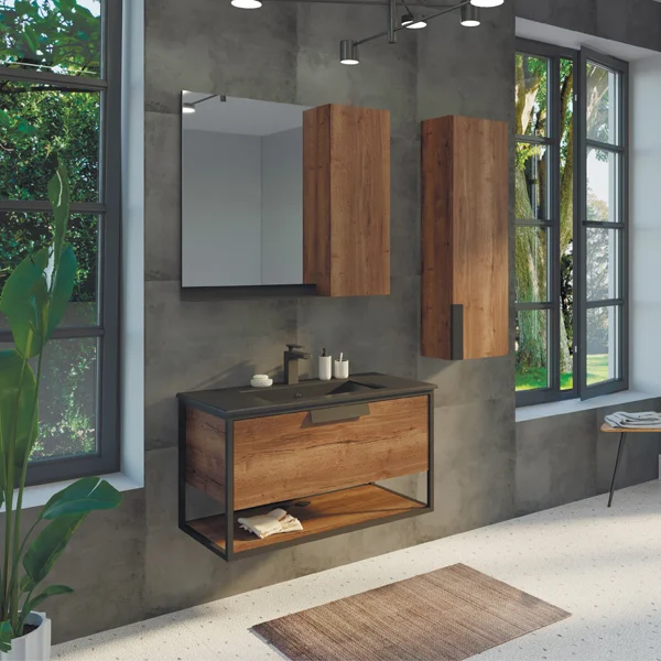 Тумба с раковиной Comforty Бонн 90 00-00001937 дуб темный с черной матовой раковина Comforty 90E Тумба с раковиной Comforty Бонн 90 00-00001937 дуб темный с черной матовой раковина Comforty 90E