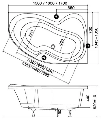 Акриловая ванна Ravak Rosa II 150x105 P CJ21000000 (правая) Акриловая ванна Ravak Rosa II 150x105 P CJ21000000 (правая)