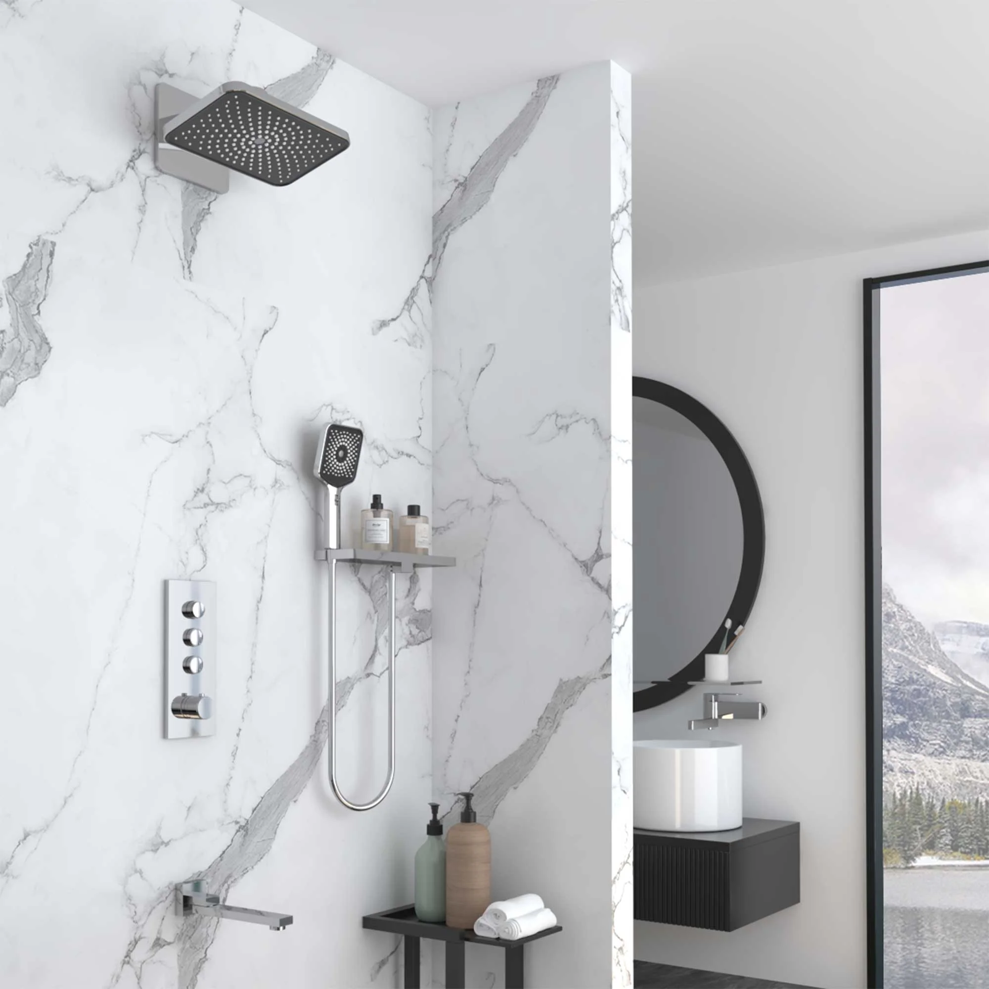 Душевая система Vincea VSFW-433TI4RCH встраиваемый, термостатический, трехрежимный, хром